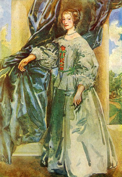 Costume femminile durante il regno di Carlo I (1625-1649) da Dion Clayton Calthrop